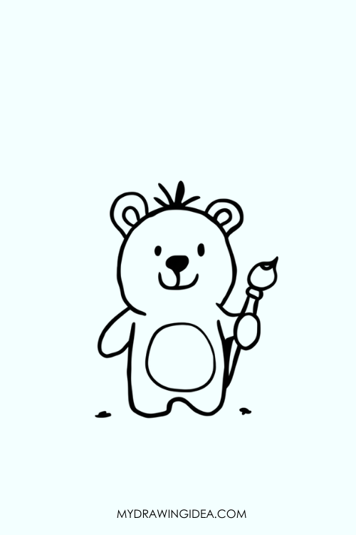Bear with Paint Brush Drawing ideas