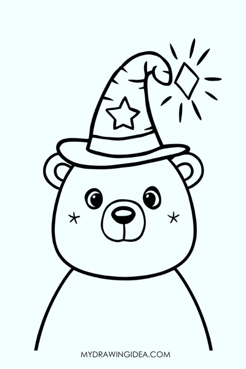 Bear with Wizard Hat Drawing ideas