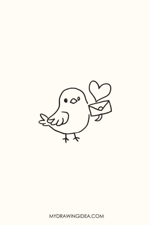 Bird Delivering Love Letter Drawing ideas