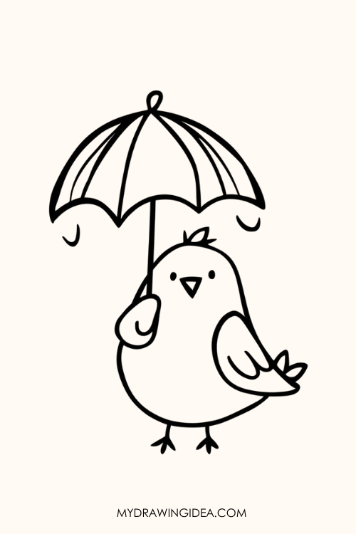 Bird with Umbrella Drawing ideas