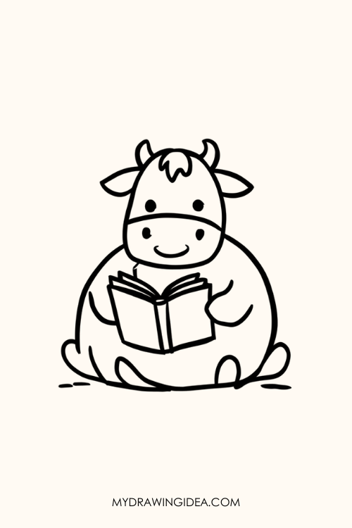 Cow with Butterfly Drawing ideas