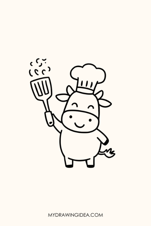Chef Cow Cooking Drawing ideas
