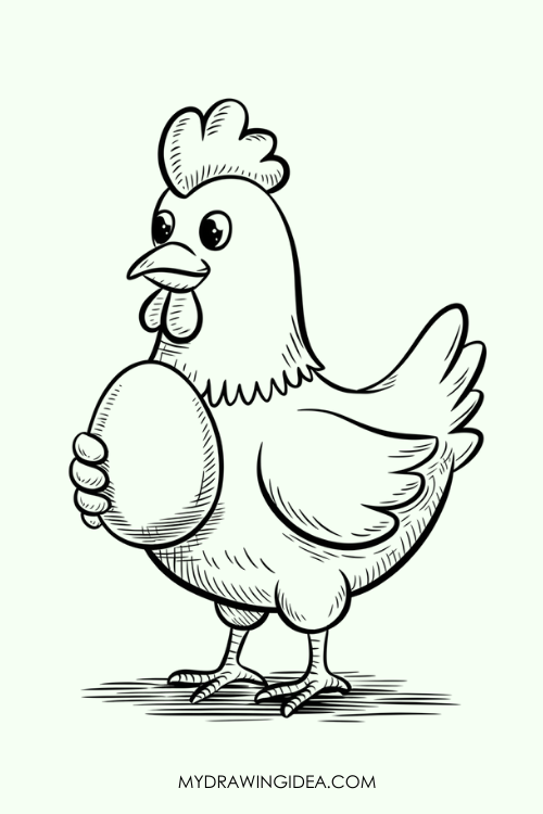 Chicken Holding Egg Drawing ideas