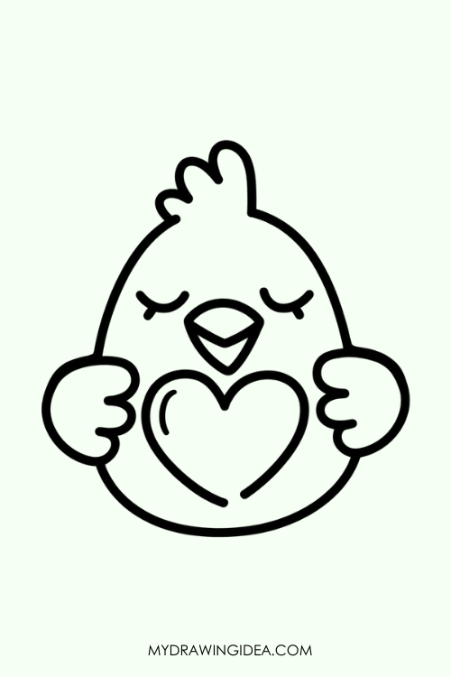 Chicken Hugging Heart Drawing ideas