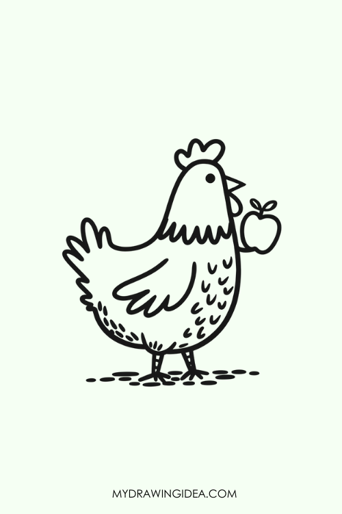 Chicken with Apple Drawing ideas
