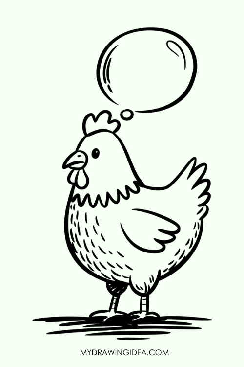 Chicken with Thought Bubble Drawing ideas