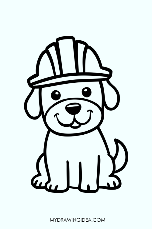 Construction Dog with Helmet Drawing ideas
