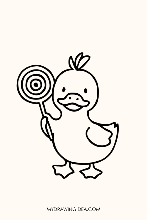 Duck Holding a Lollipop