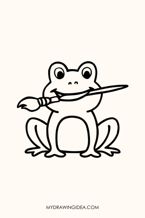 Frog Holding Paintbrush Drawing idea