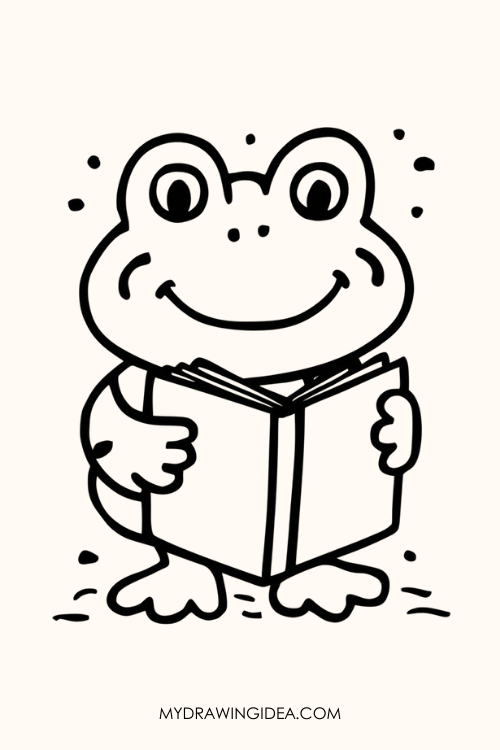 Frog Reading Book Drawing idea
