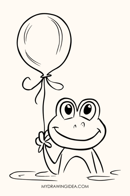 Frog with Balloon Drawing idea