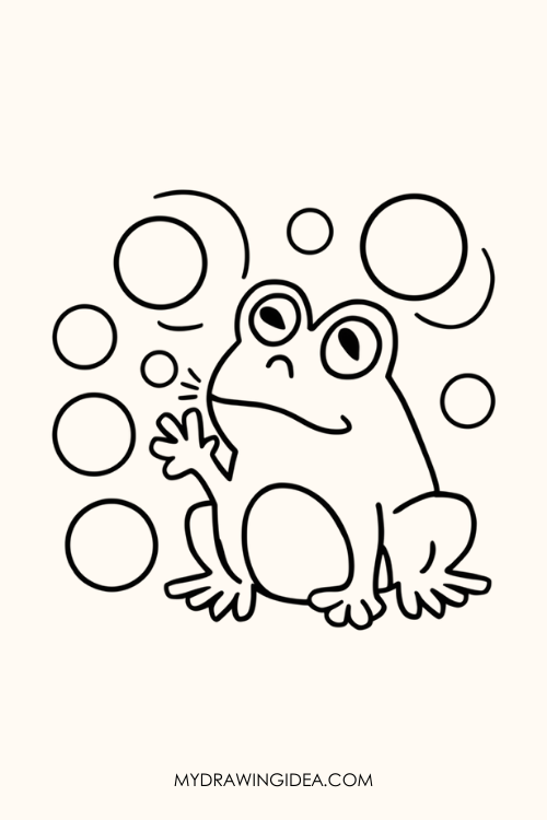 Frog with Bubbles Drawing idea