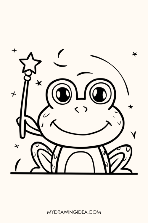 Frog with Magic Wand Drawing idea