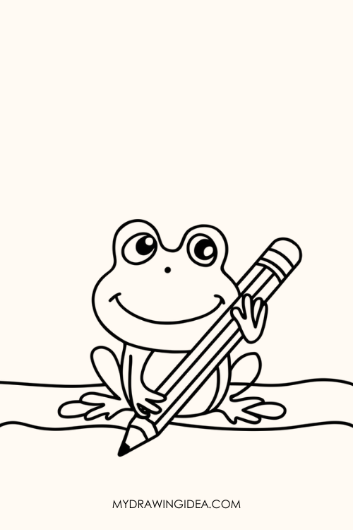 Frog with Pencil Drawing idea