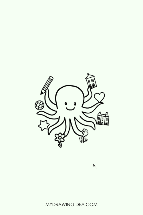 Multitasking Octopus Drawing idea