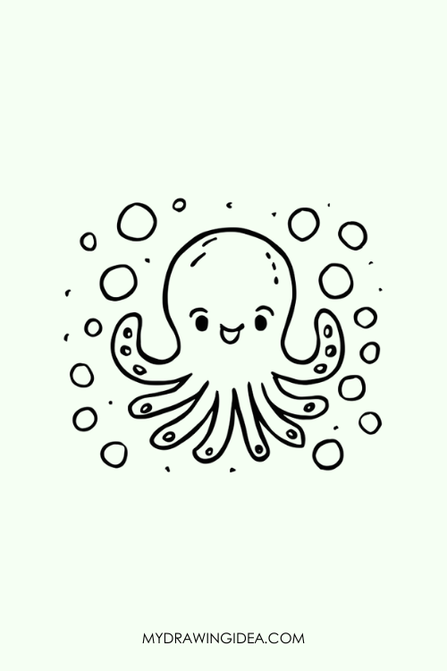 Octopus with Bubbles Drawing idea