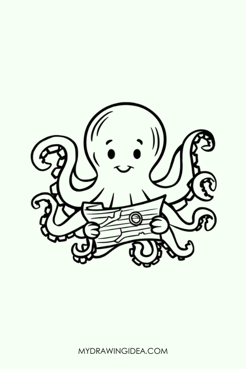 Octopus with Map Drawing idea