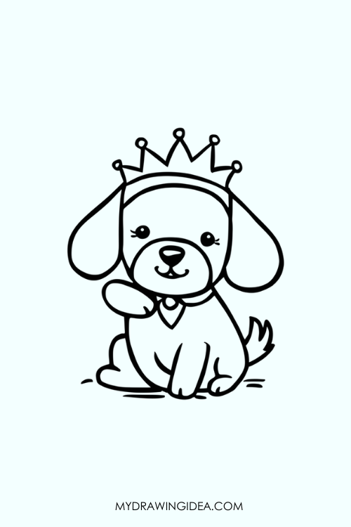 Royal Dog with Crown Drawing ideas