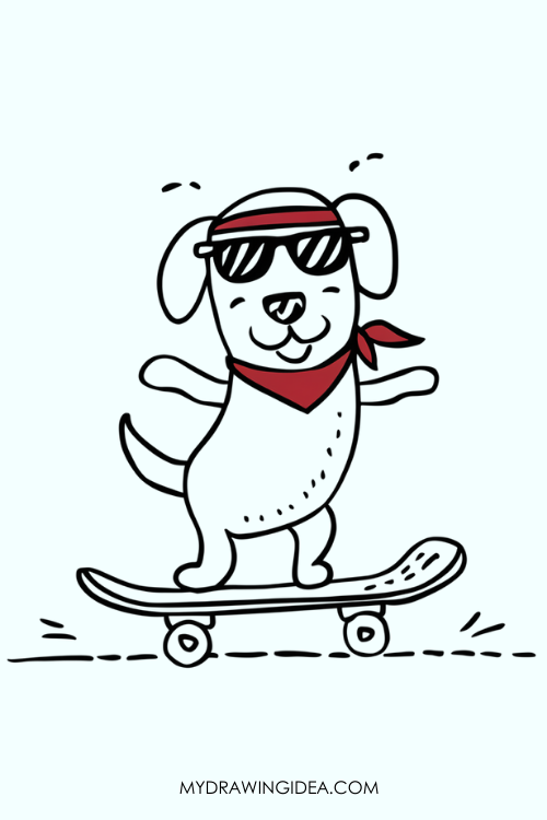 Skater Dog Cool drawing Drawing ideas