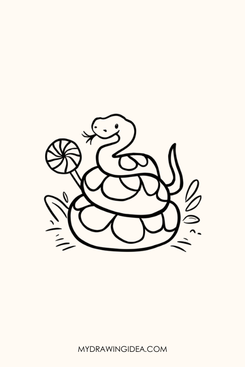 Snake with Lollipop Drawing idea