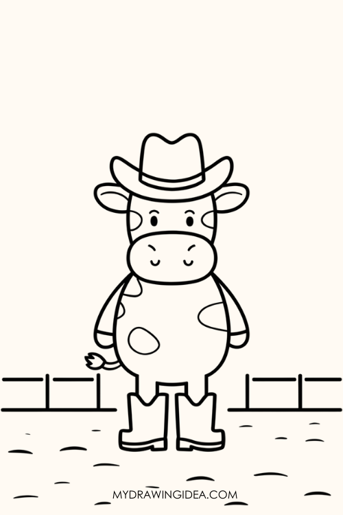 cow wearing hat and boots   Drawing ideas
