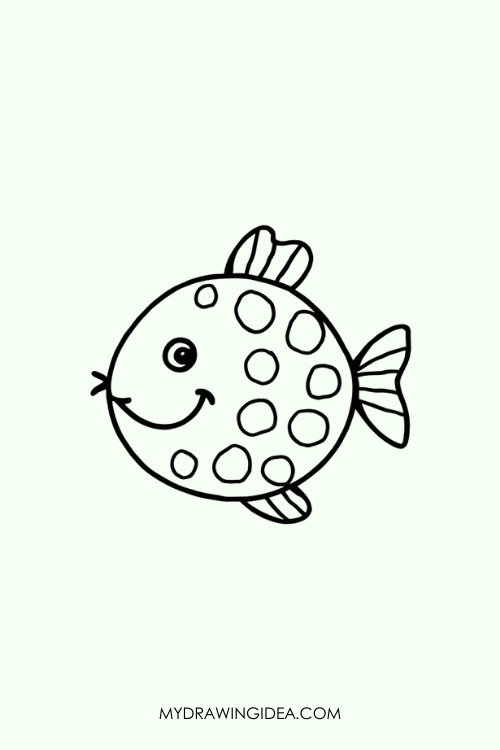 fish with polkadot design body drawing idea