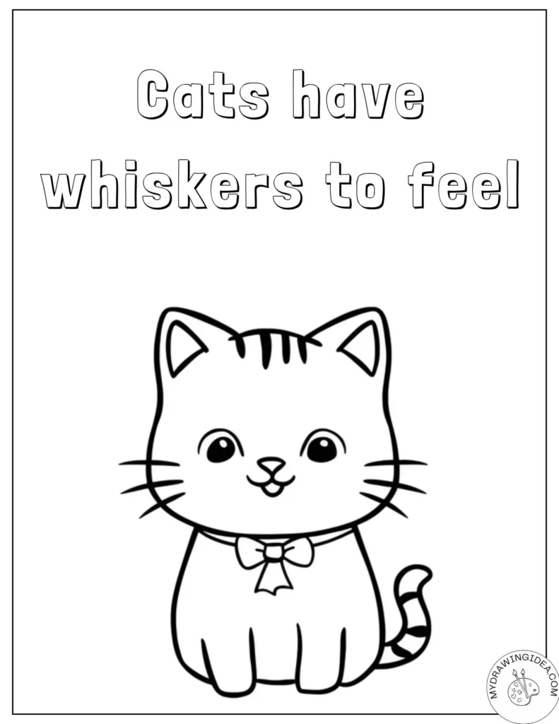Adorable Bow-Wearing Cat Coloring Page