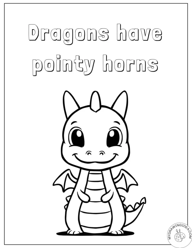 Adorable Sitting Dragon with Big Eyes Dragons Coloring Pages