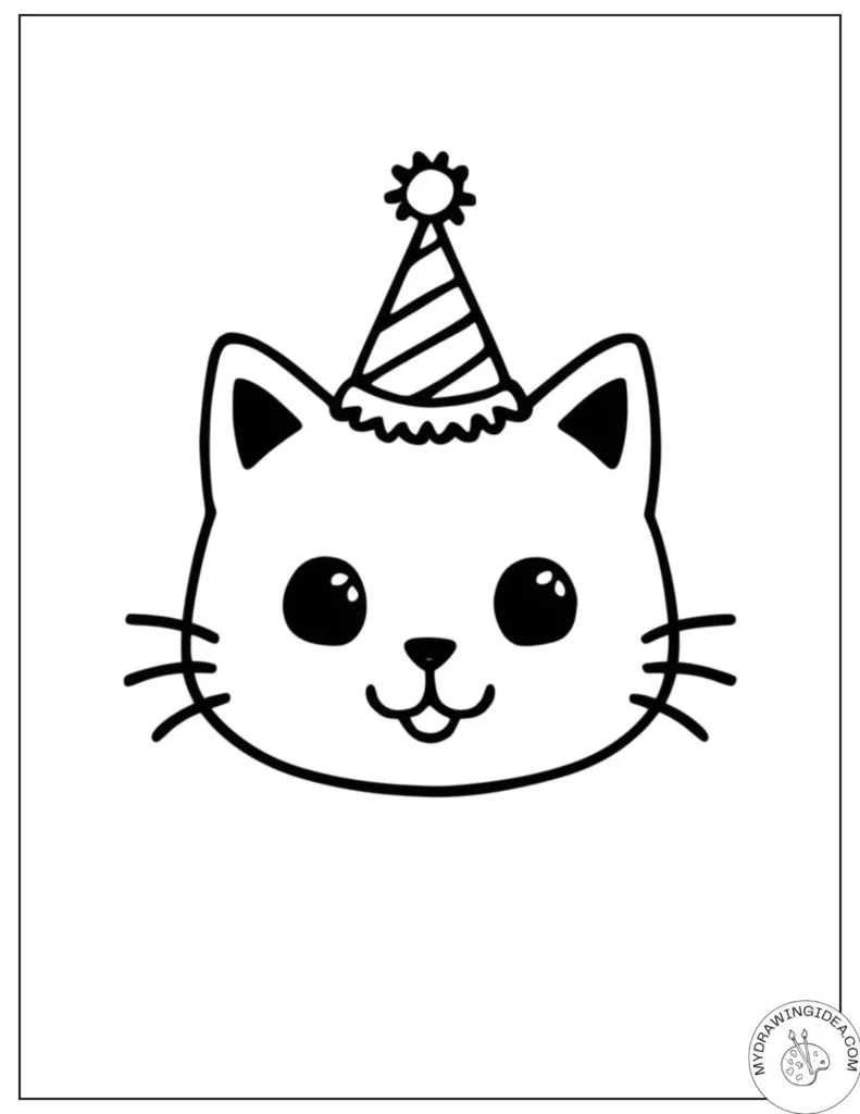 Birthday Party Kitty - Cat in the Hat Coloring Pages