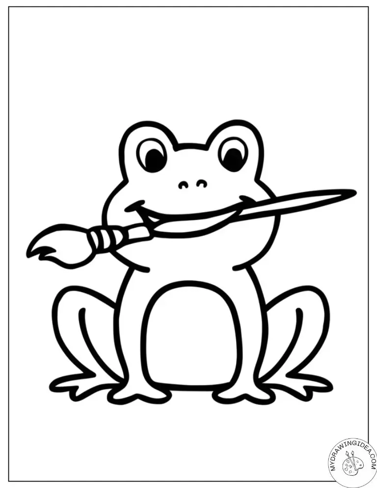 Brush-in-Mouth Frog – Whimsy Coloring Pages Frogs and Toads