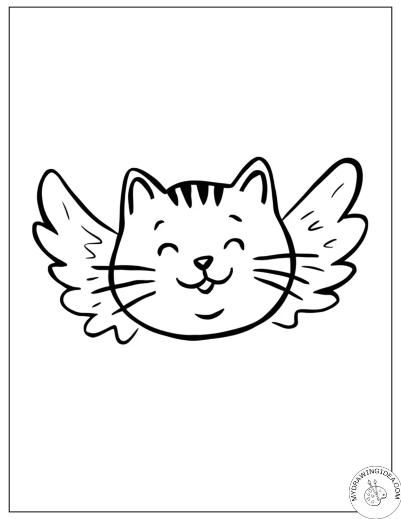 Cat Coloring Pages to Print_ Flying Angel Cat
