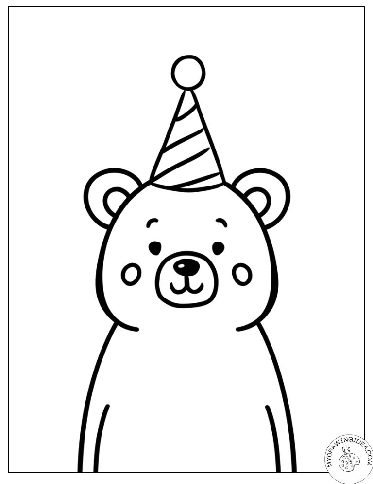 Cheeky Bear Ready to Celebrate – Free Panda Bear Coloring Pages