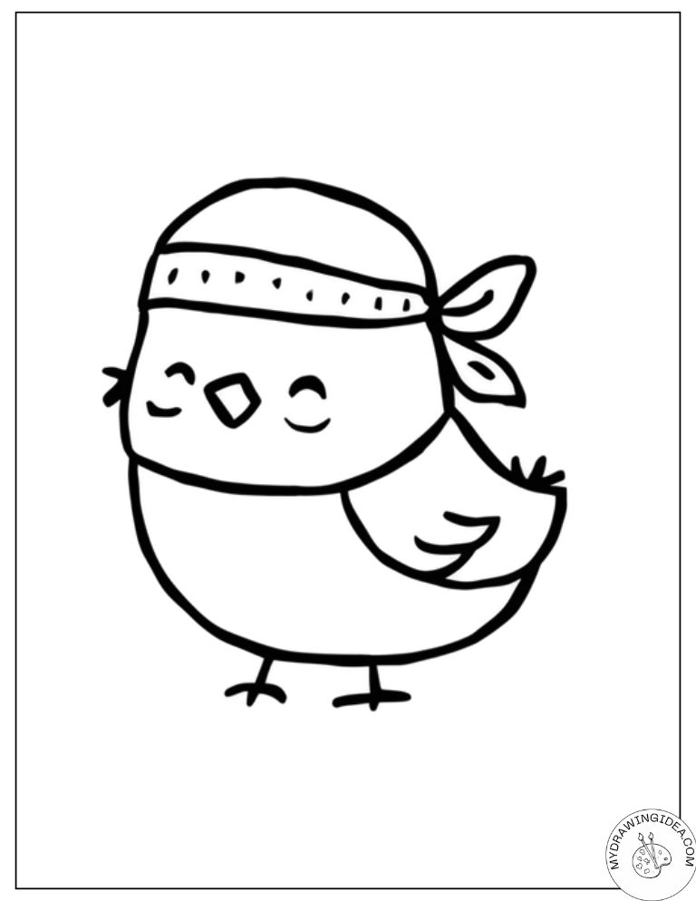 Cool Bird Wearing Stylish Bandana - Free Birds Coloring Pages