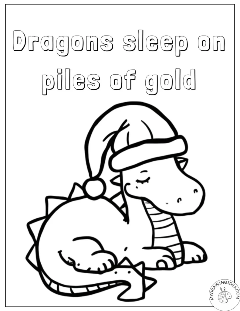 Cozy Dragon Ready for Bed Free Dragon Coloring Pictures