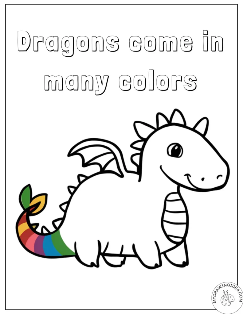 Cute Dragon Learning Colors Coloring Pages of Dragons