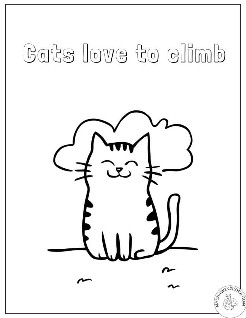 Free Cat Coloring Pages_ Cheerful Kitty and Fluffy Cloud