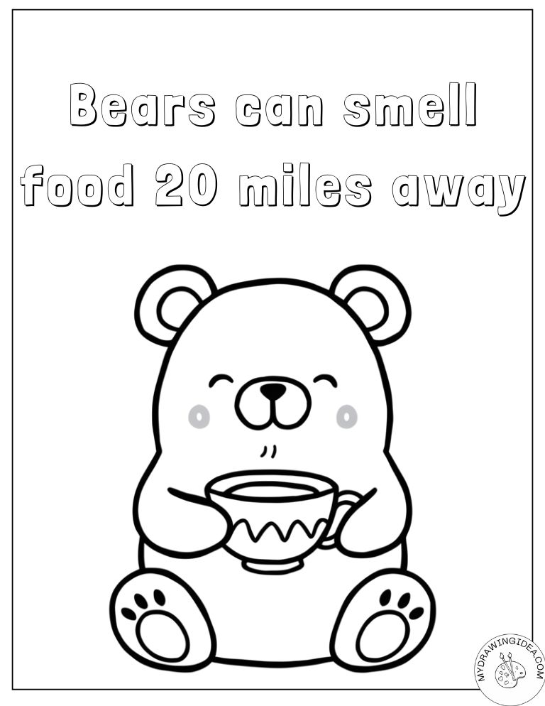 Gentle Bear Sipping from Bowl - Printable Bear Coloring Pages