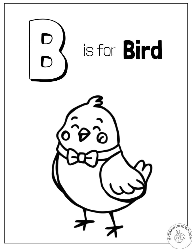 Gentleman Bird in Bow Tie Bird Coloring Page