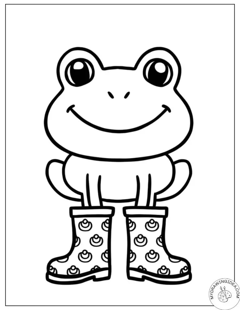 Happy Frog with Patterned Boots – Pictures to Color of Frogs