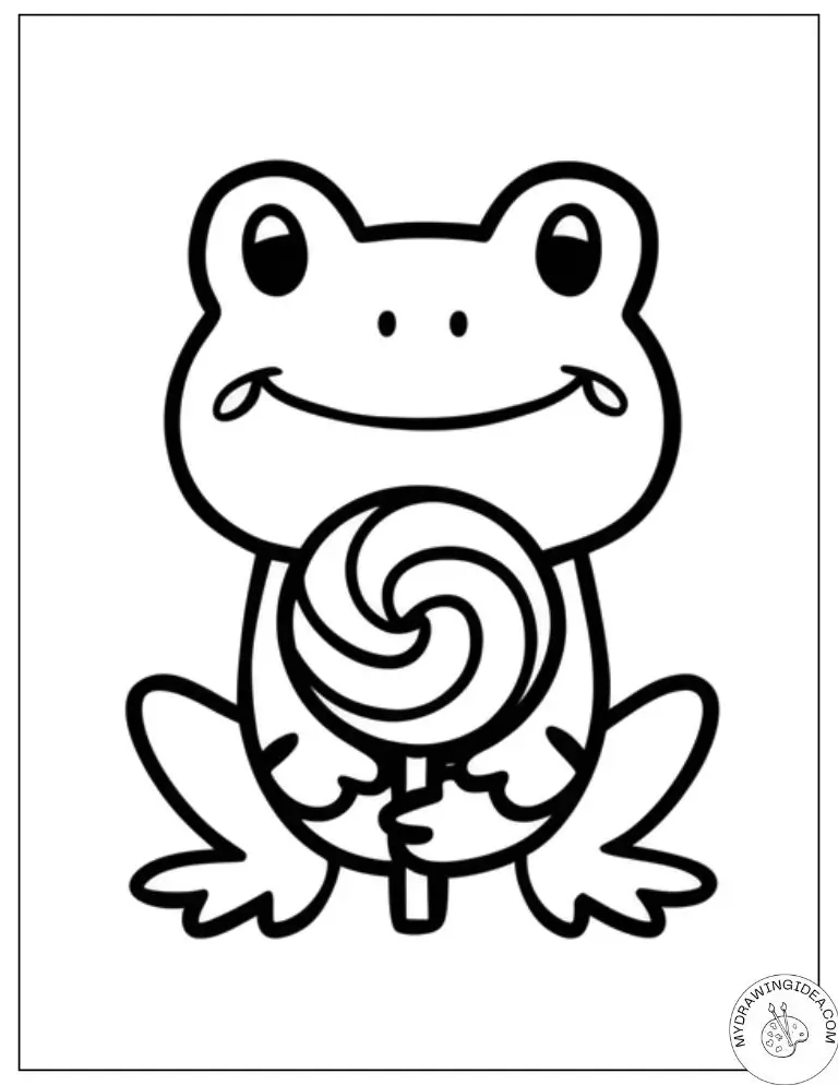Happy Toad with Treat – Whimsical Toad Coloring Pages