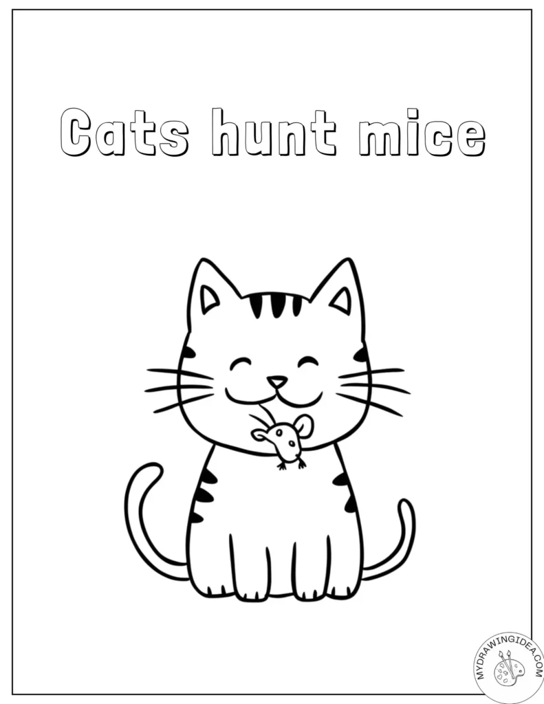 Hunting Cat – Realistic Cat Coloring Pages Printable