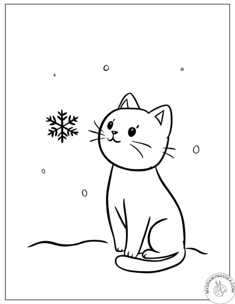 Kitten Pictures to Color_ Snowflake Adventure