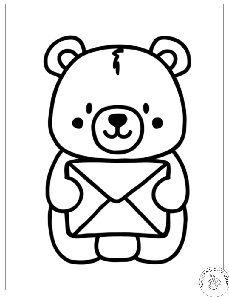 Lovable Bear's Letter Delivery - Printable Teddy Bear Coloring Pages