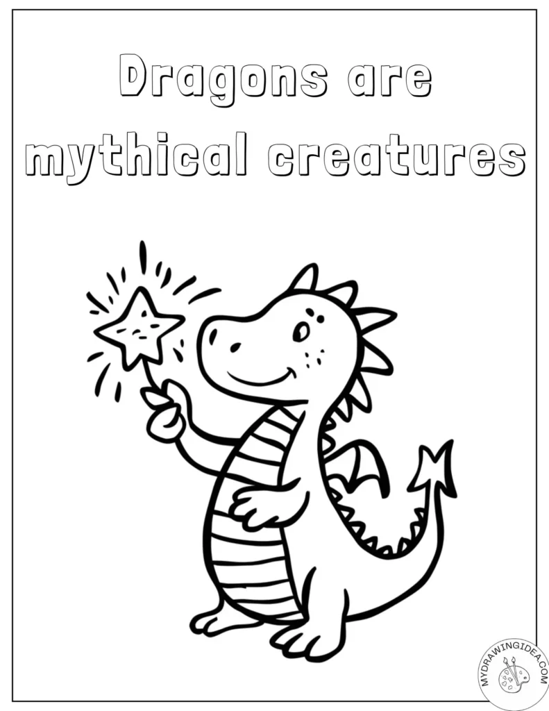 Magical Star-Waving Dragon Printable Dragon Coloring Pages