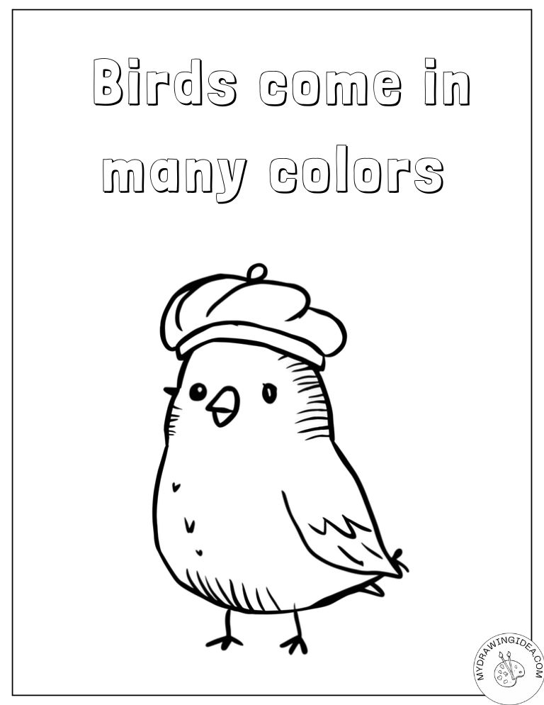 Many Colors Bird Learning Printable Pictures of Birds to Color