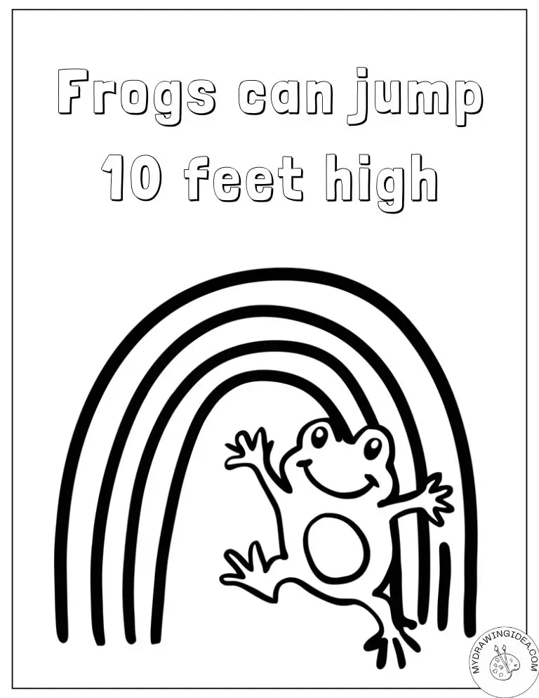 Super Jumper Frog with Rainbow - Complex Frog Coloring Pages for Adults