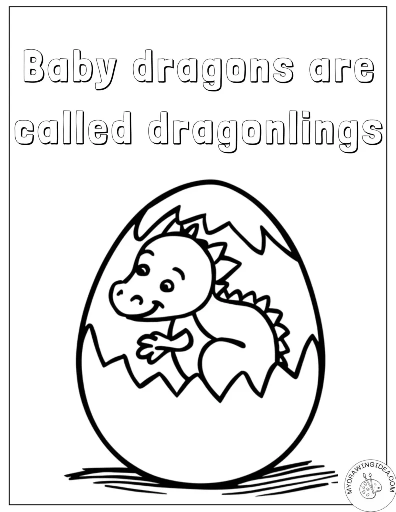 Sweet Dragonling Breaking Out of Egg - Free Dragon Color Pages
