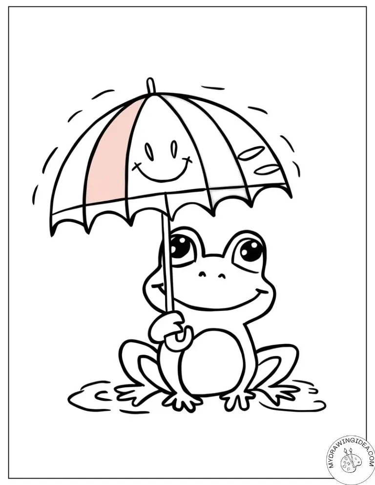 Weather-Ready Frog for Colouring Pages