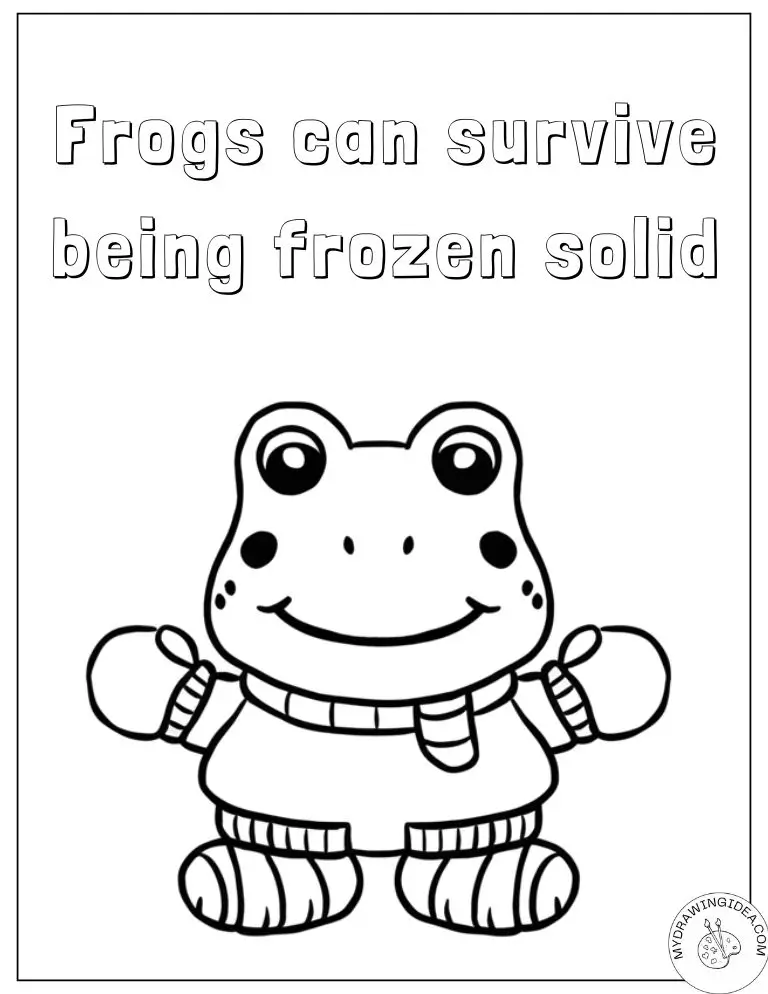 Winter Survival Frog with Mittens - Educational Frog Coloring Sheet