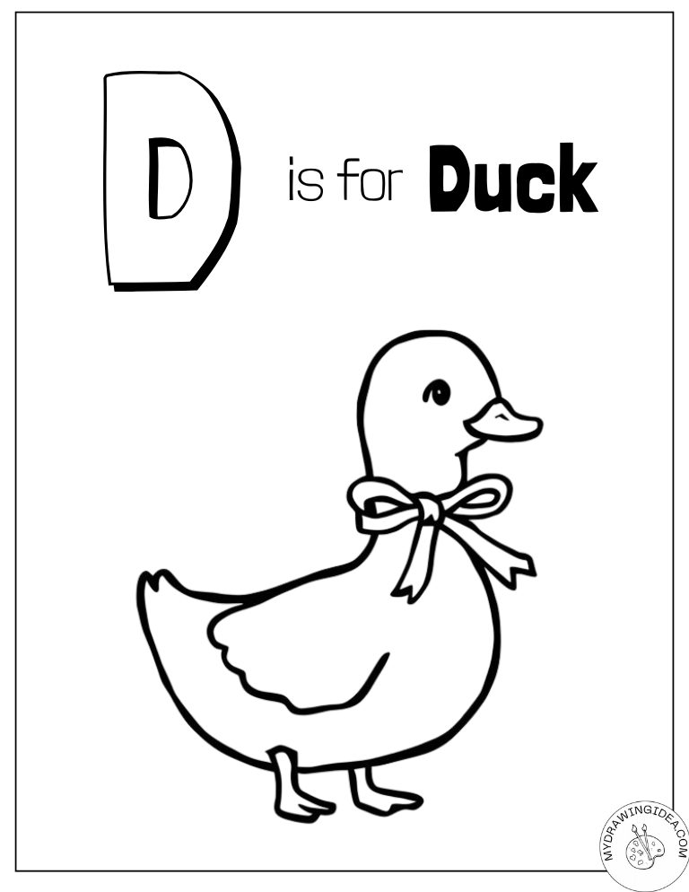 Adorable 'D Is for Duck' with Bow Tie Duck Coloring Page